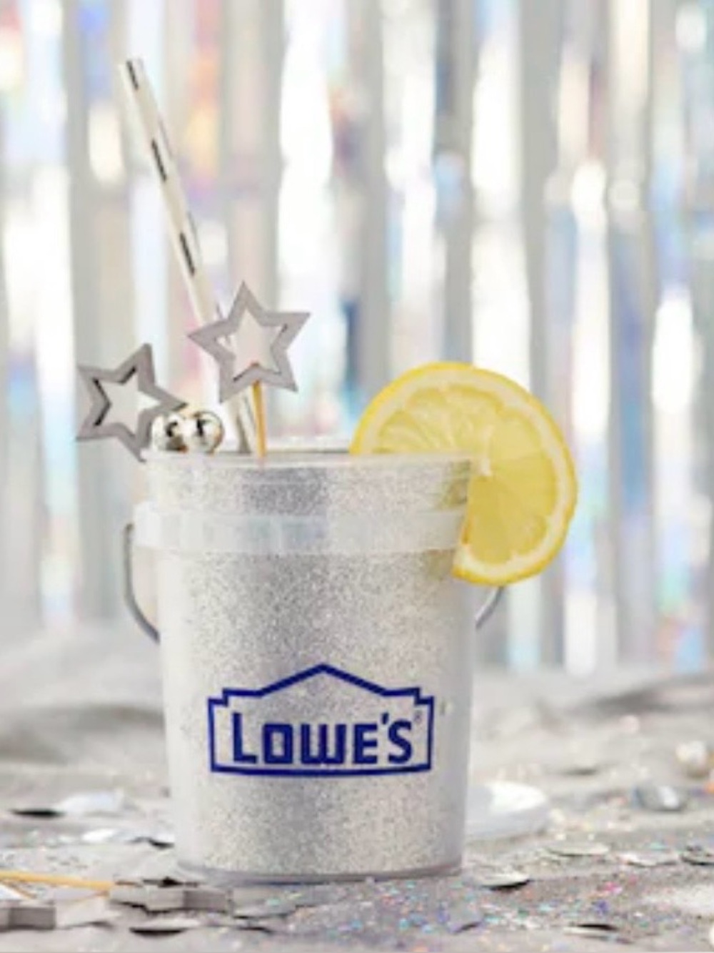 Lowes Mini Bucket Silver Glitter/Lid